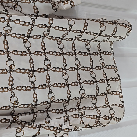 Zara Woman Chainlink Equestrian Tunic Shirt Blouse Cream Brown Size Large - Picture 9 of 13